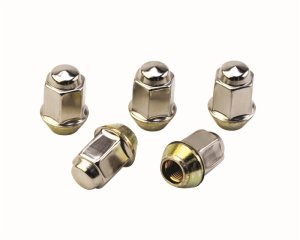 Ford Mustang Lug Nut Kit - Ford Racing - Steel Lug Nut w/Polished Stainless Steel Cap, Conical Seat - 60 Degree, 13/16 in. Hex - `64-`14